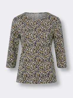 3/4-Arm-Shirt mit Millefleurs-Muster