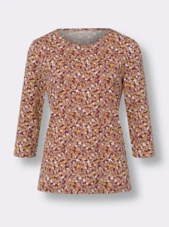 3/4-Arm-Shirt mit Millefleurs-Muster
