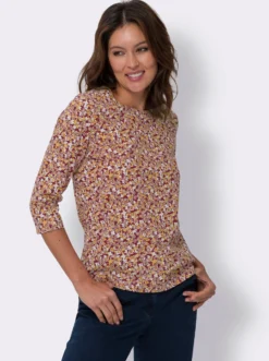 3/4-Arm-Shirt mit Millefleurs-Muster