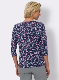 3/4-Arm-Shirt mit Millefleurs-Print
