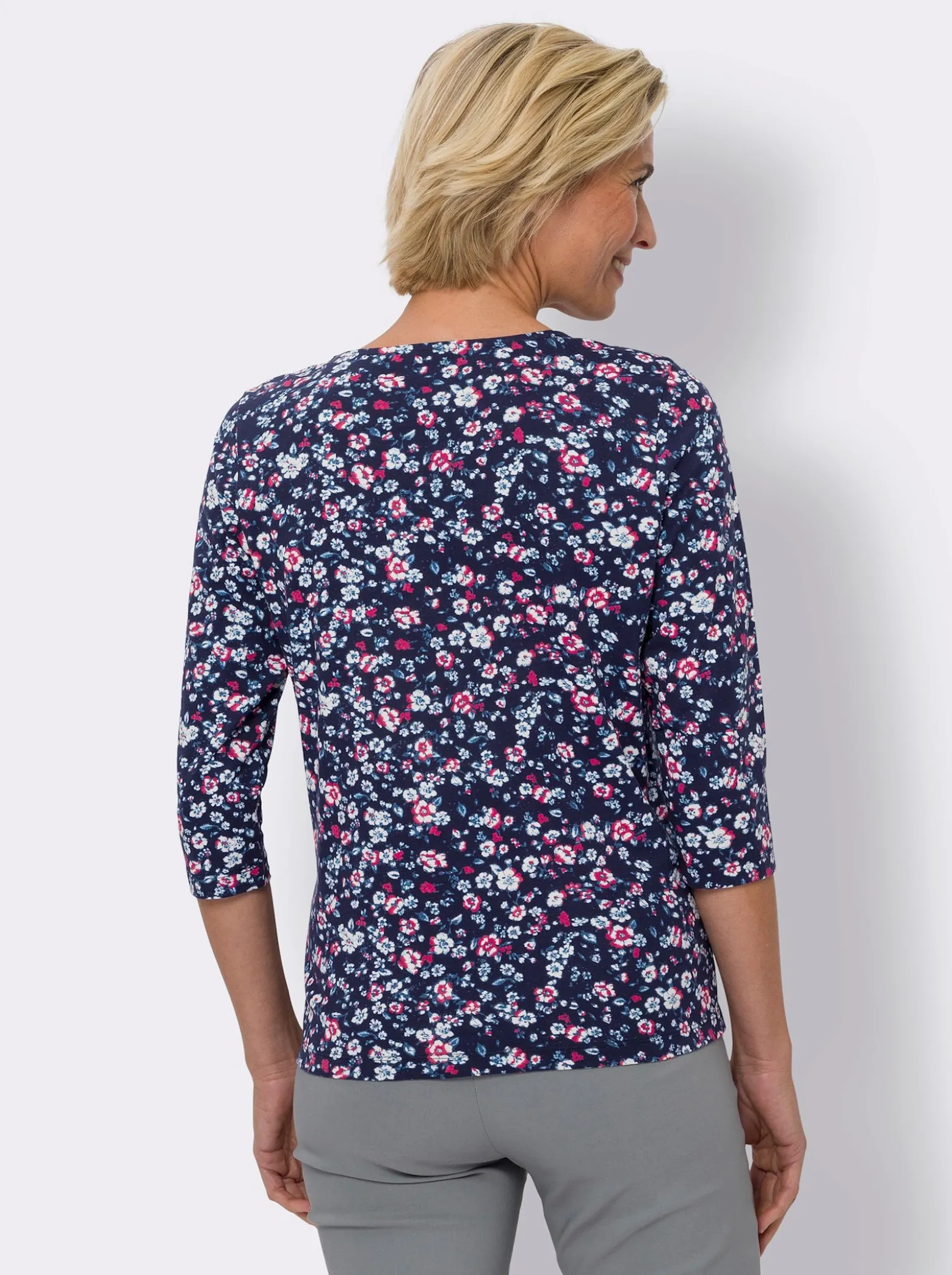 3/4-Arm-Shirt mit Millefleurs-Print