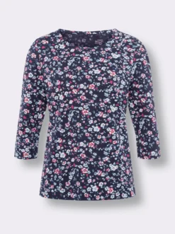 3/4-Arm-Shirt mit Millefleurs-Print