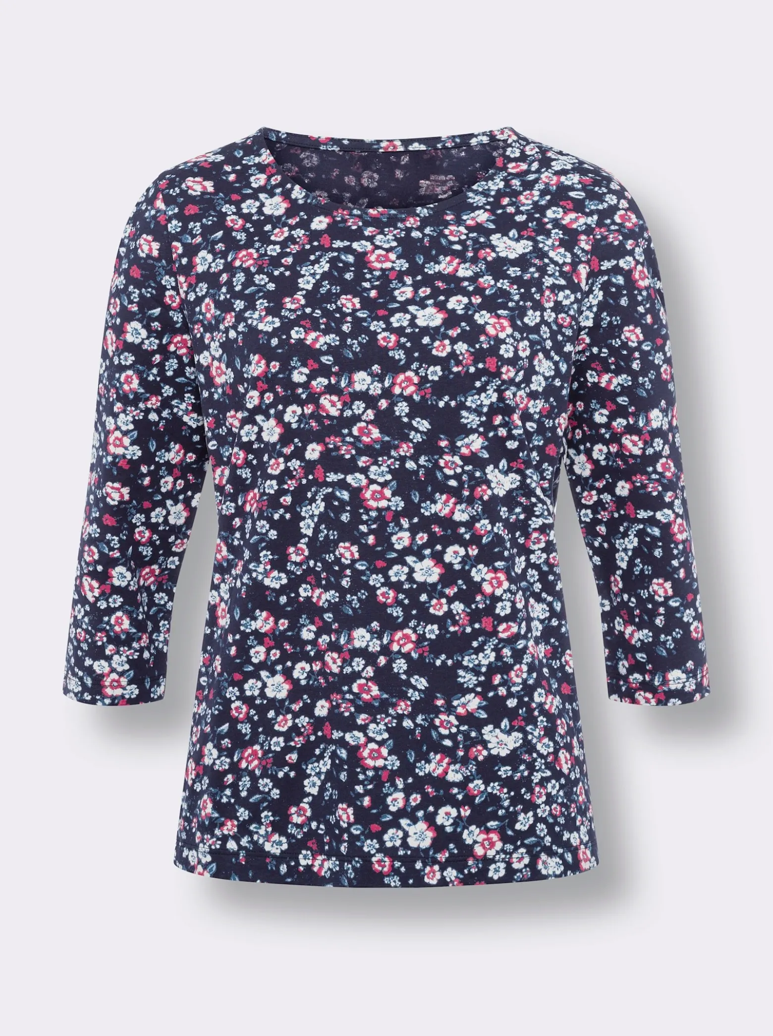 3/4-Arm-Shirt mit Millefleurs-Print