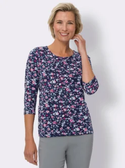 3/4-Arm-Shirt mit Millefleurs-Print