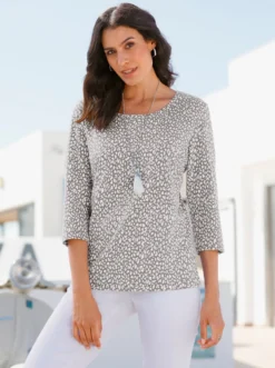 3/4-Arm-Shirt mit Minimal-Druck