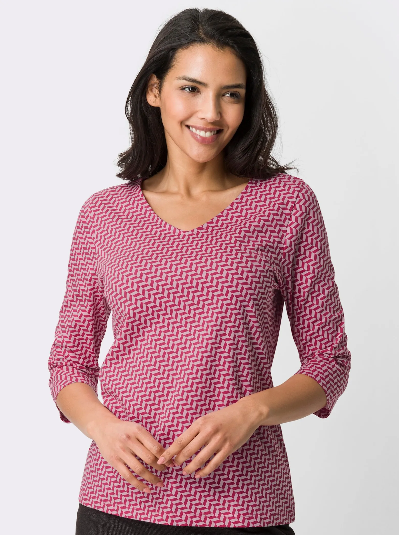 3/4-Arm-Shirt mit Minimal-Druck