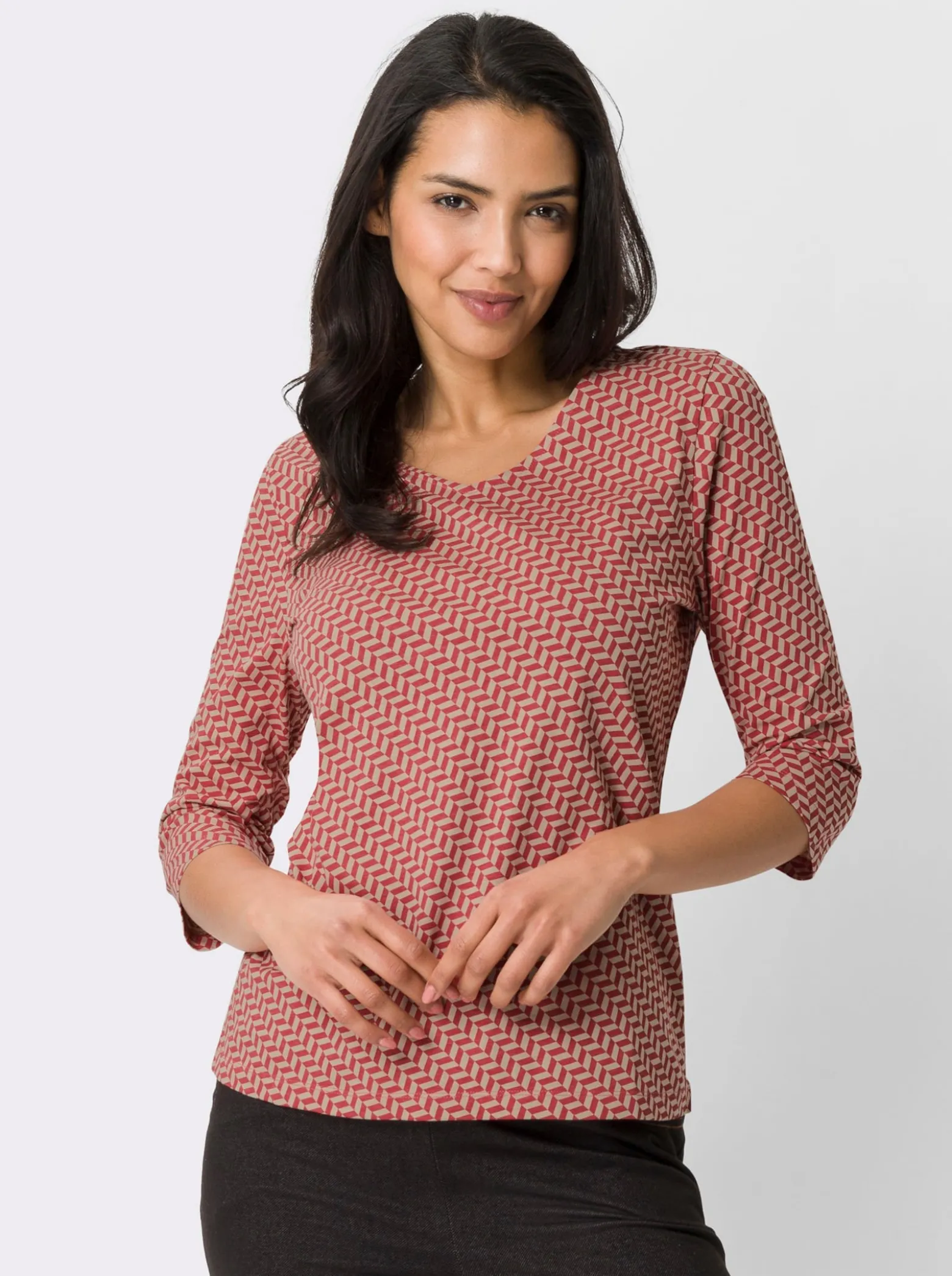 3/4-Arm-Shirt mit Minimal-Druck