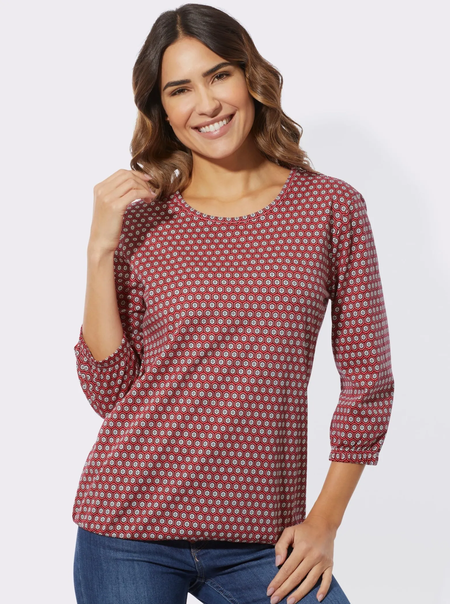 3/4-Arm-Shirt mit Minimal-Muster