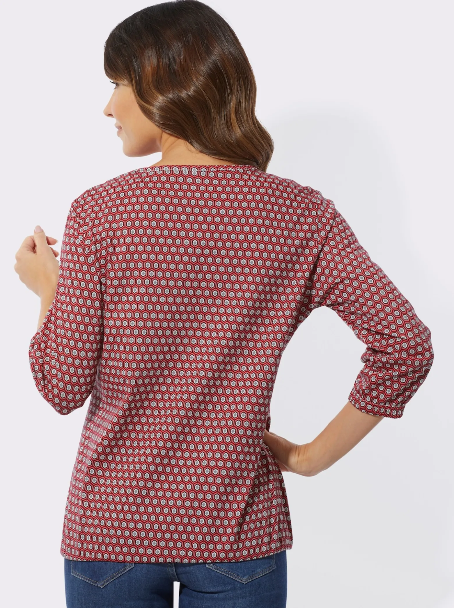 3/4-Arm-Shirt mit Minimal-Muster
