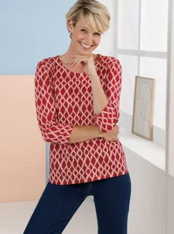 3/4-Arm-Shirt mit modischem Druckmuster