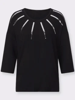 3/4-Arm-Shirt mit Pailletten