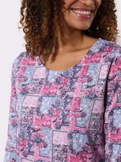 3/4-Arm-Shirt mit Patchwork-Dessin