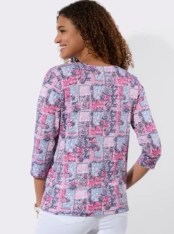3/4-Arm-Shirt mit Patchwork-Dessin