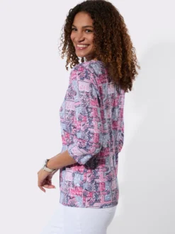 3/4-Arm-Shirt mit Patchwork-Dessin