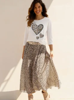 3/4-Arm-Shirt mit platziertem Druck