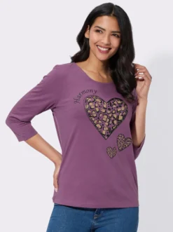 3/4-Arm-Shirt mit platziertem Druck