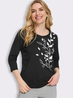 3/4-Arm-Shirt mit platziertem Druck