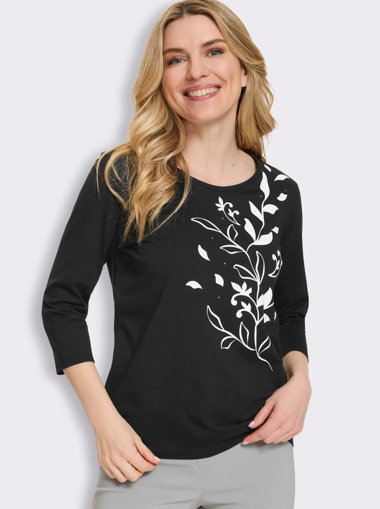 3/4-Arm-Shirt mit platziertem Druck