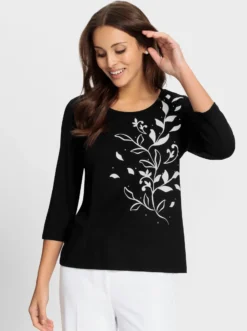 3/4-Arm-Shirt mit platziertem Druck
