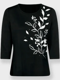3/4-Arm-Shirt mit platziertem Druck