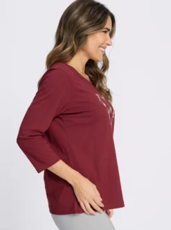 3/4-Arm-Shirt mit platziertem Druck