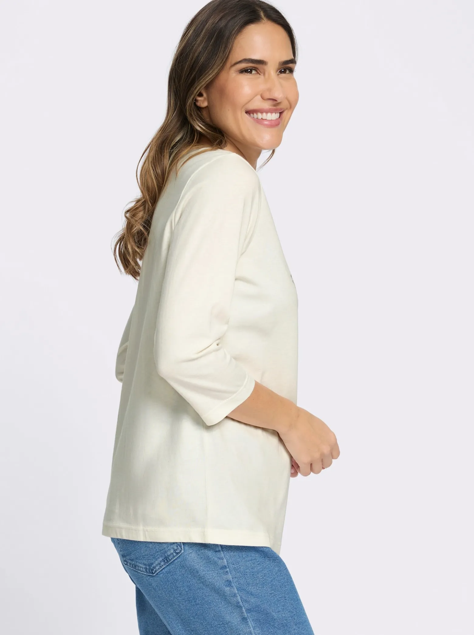 3/4-Arm-Shirt mit platziertem Druck