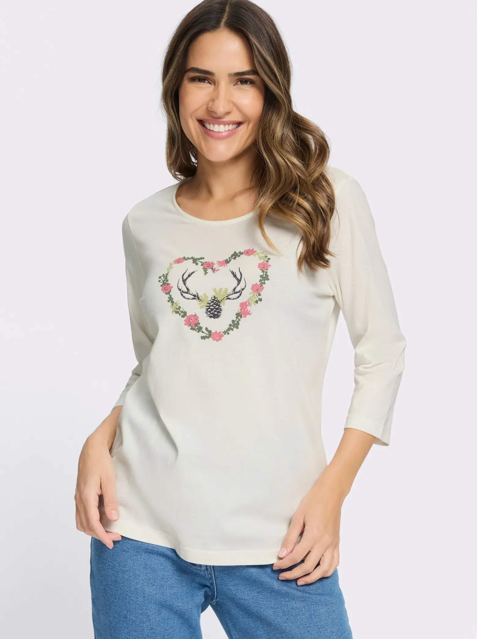 3/4-Arm-Shirt mit platziertem Druck
