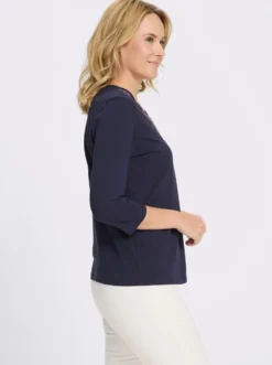 3/4-Arm-Shirt mit platziertem Ethno-Print