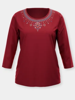 3/4-Arm-Shirt mit platziertem Ethno-Print