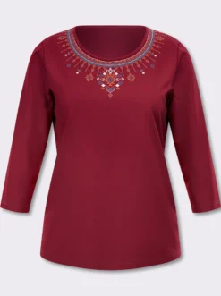 3/4-Arm-Shirt mit platziertem Ethno-Print