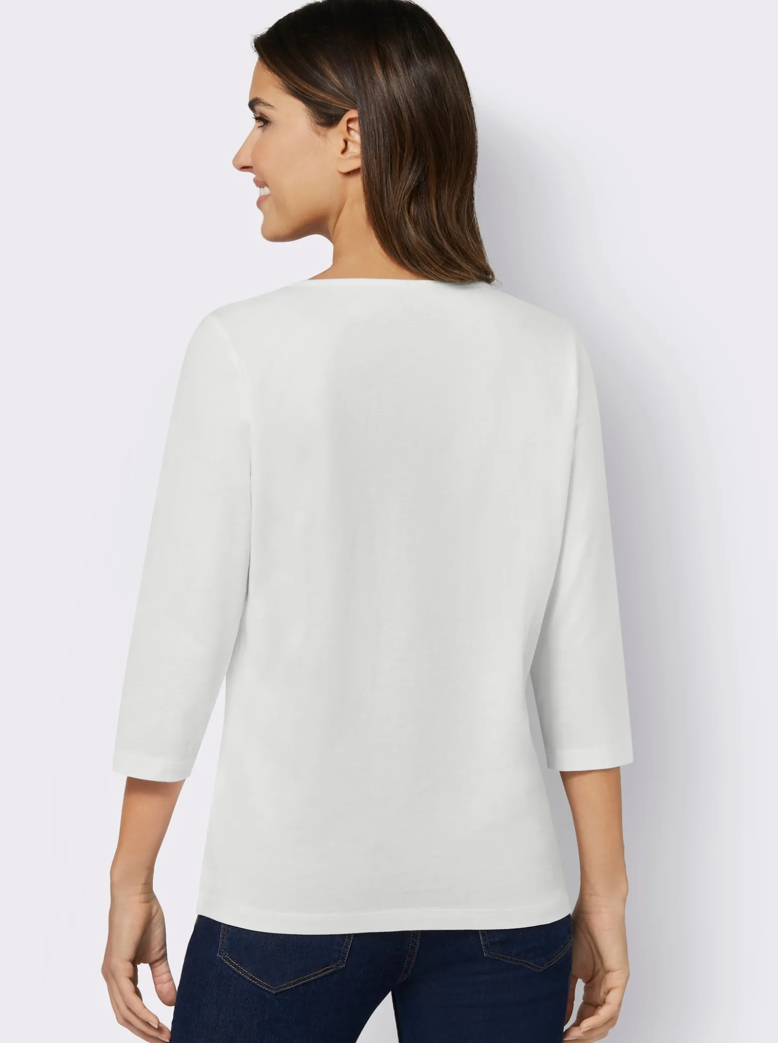 3/4-Arm-Shirt mit platziertem Herzmuster