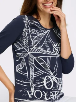 3/4-Arm-Shirt mit platziertem Print vorne