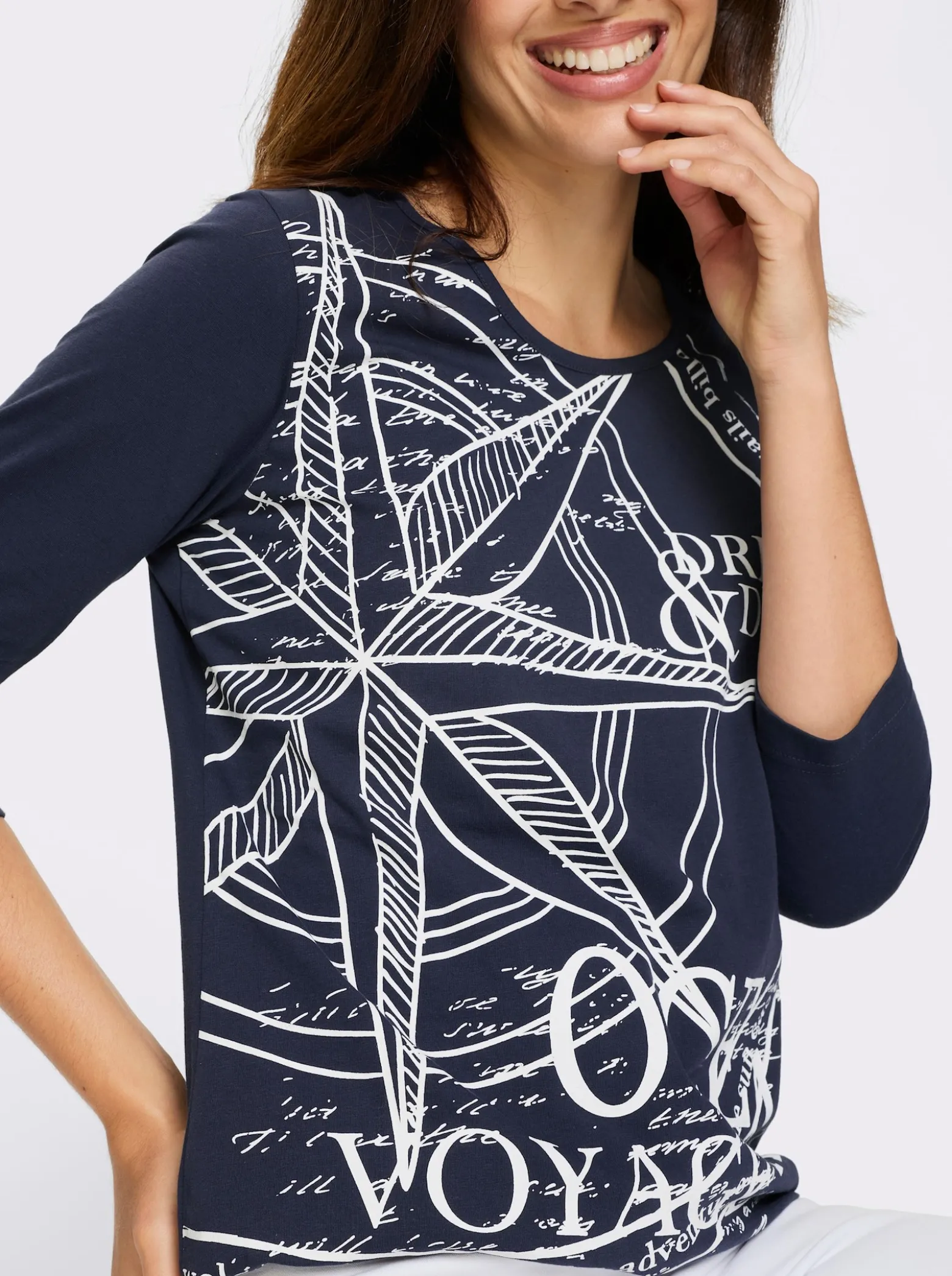 3/4-Arm-Shirt mit platziertem Print vorne