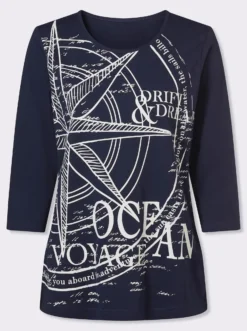 3/4-Arm-Shirt mit platziertem Print vorne