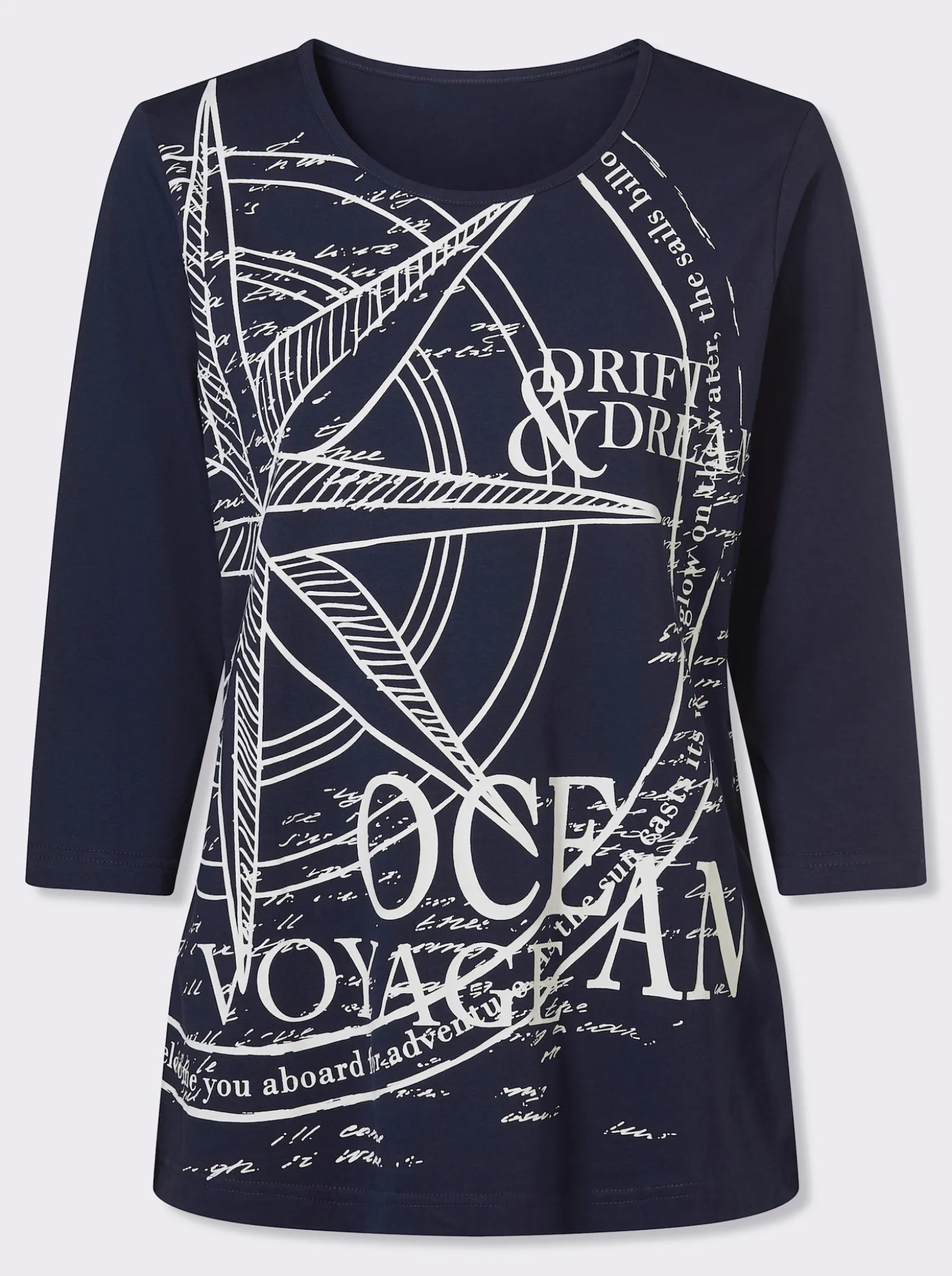 3/4-Arm-Shirt mit platziertem Print vorne