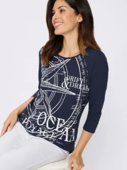 3/4-Arm-Shirt mit platziertem Print vorne
