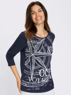3/4-Arm-Shirt mit platziertem Print vorne