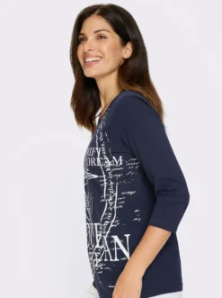 3/4-Arm-Shirt mit platziertem Print vorne