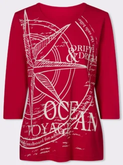 3/4-Arm-Shirt mit platziertem Print vorne