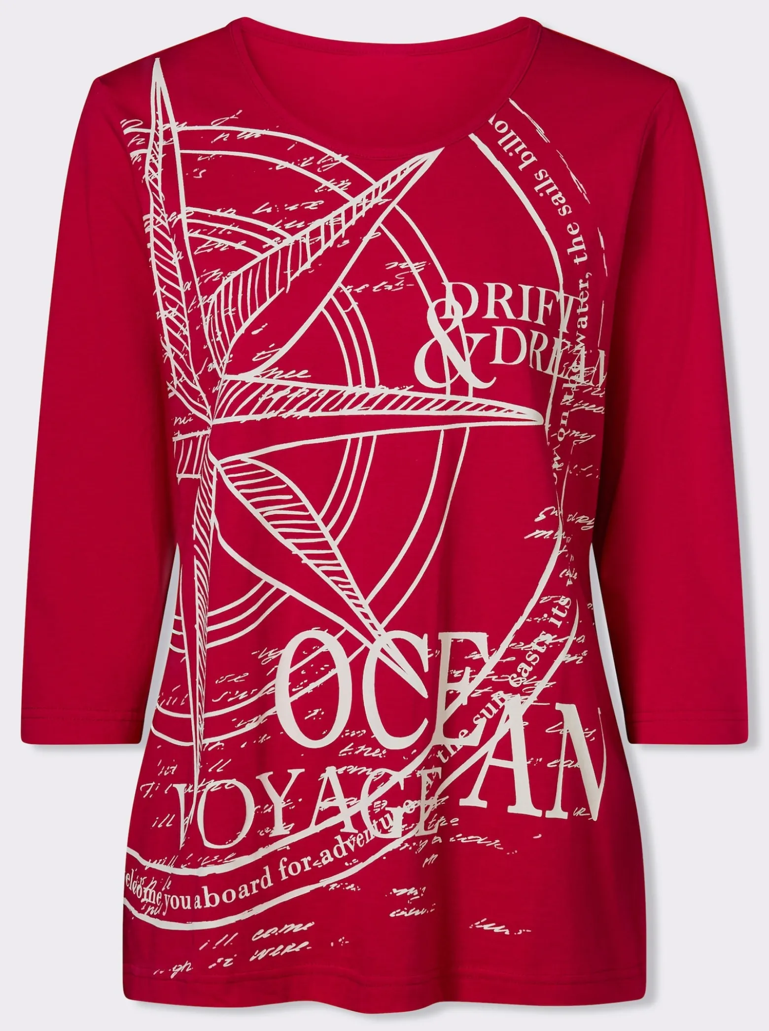 3/4-Arm-Shirt mit platziertem Print vorne