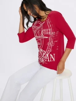 3/4-Arm-Shirt mit platziertem Print vorne