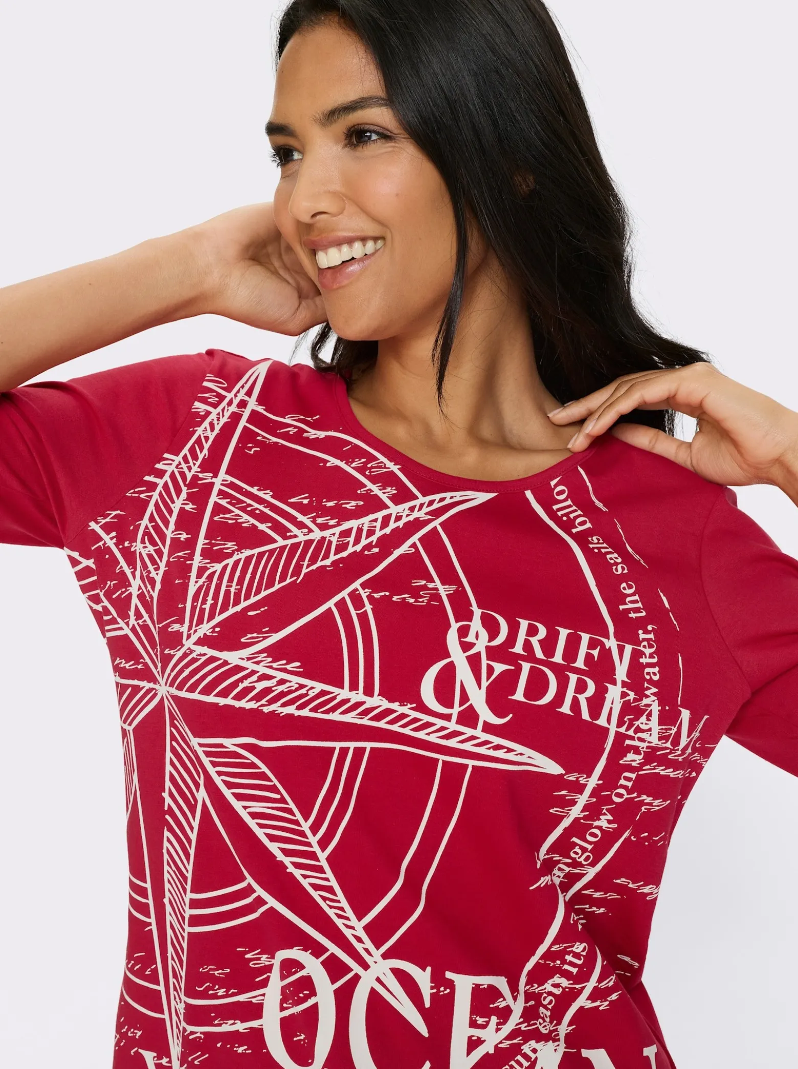 3/4-Arm-Shirt mit platziertem Print vorne