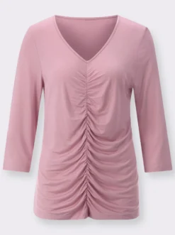 3/4-Arm-Shirt mit Raffung im Vorderteil