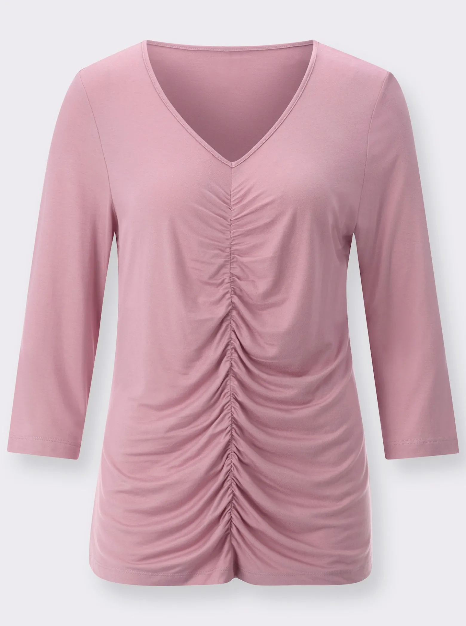 3/4-Arm-Shirt mit Raffung im Vorderteil