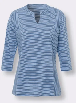3/4-Arm-Shirt mit Ringel-Muster, garngefärbt