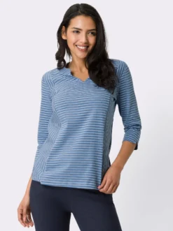 3/4-Arm-Shirt mit Ringel-Muster, garngefärbt
