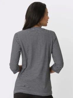 3/4-Arm-Shirt mit Ringel-Muster, garngefärbt