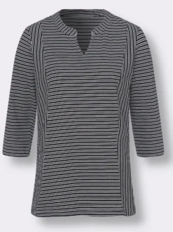 3/4-Arm-Shirt mit Ringel-Muster, garngefärbt