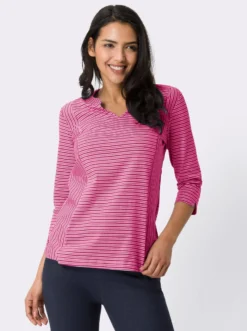 3/4-Arm-Shirt mit Ringel-Muster, garngefärbt