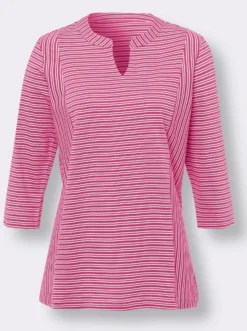 3/4-Arm-Shirt mit Ringel-Muster, garngefärbt